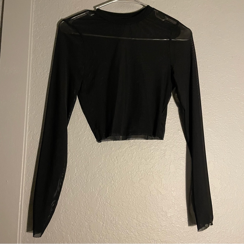 Black Shein long sleeve mesh shirt